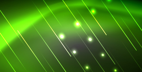 Neon glowing lines, magic energy space light concept, abstract background wallpaper design