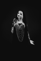 Portrait of a shaman looking on the side