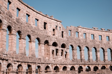 The Pula Arena is the famous Roman amphitheater in Pula, Istria, Croatia, Europe.