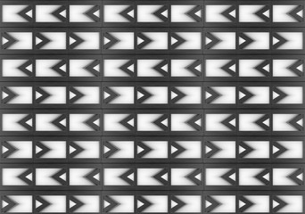 3d rendering. seamless modern black triangle zig zag line pattern on white wall background.