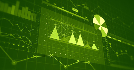 Financial Business Charts And Graphs Infographics. Economy Related 3D Illustration Render