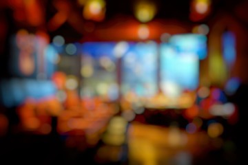 Abstract Blurred Restaurant or Coffee Shop with Bokeh Background.