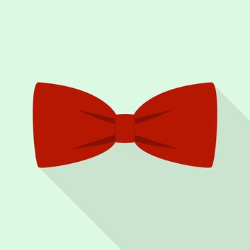 Red Bow Tie Icon. Flat Illustration Of Red Bow Tie Vector Icon For Web Design