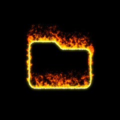 The symbol folder burns in red fire