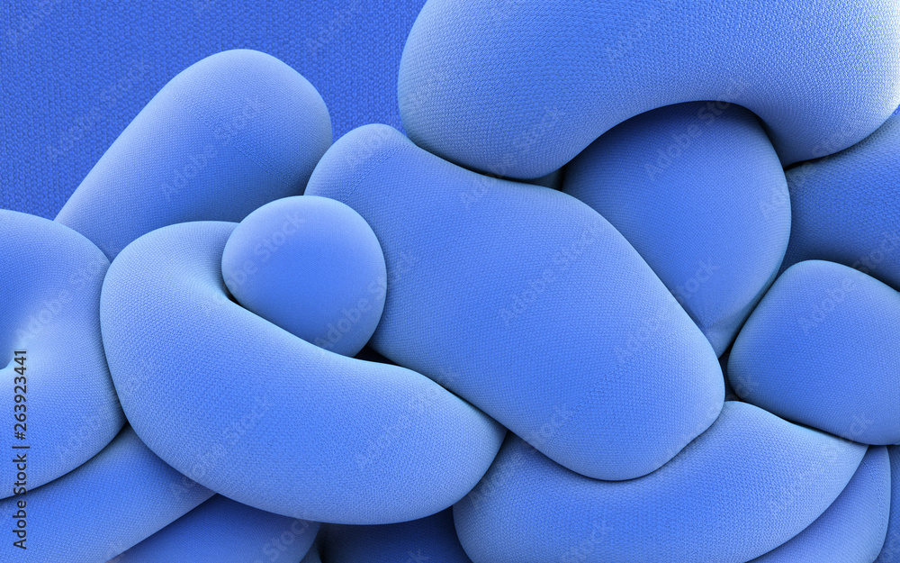 Poster 3d abstract shapes rendering illustration. blue compressed abstraction. trendy computer graphics wit