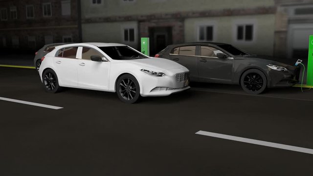 Electric autonomous car on the street.