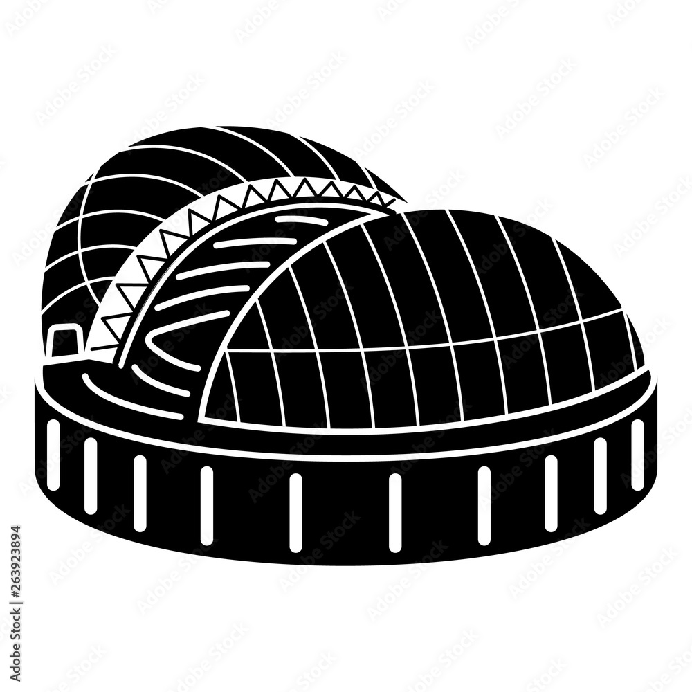 Poster stadium with sliding dome icon. simple illustration of stadium with sliding dome vector icon for web
