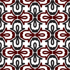 Seamless pattern with ethnic geometric ornament on white background.