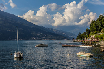 Fototapeta na wymiar Panoramic view of the varenna lakeside, Italy, como lake