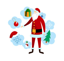 Santa Claus in Red Costume with Festive Attributes
