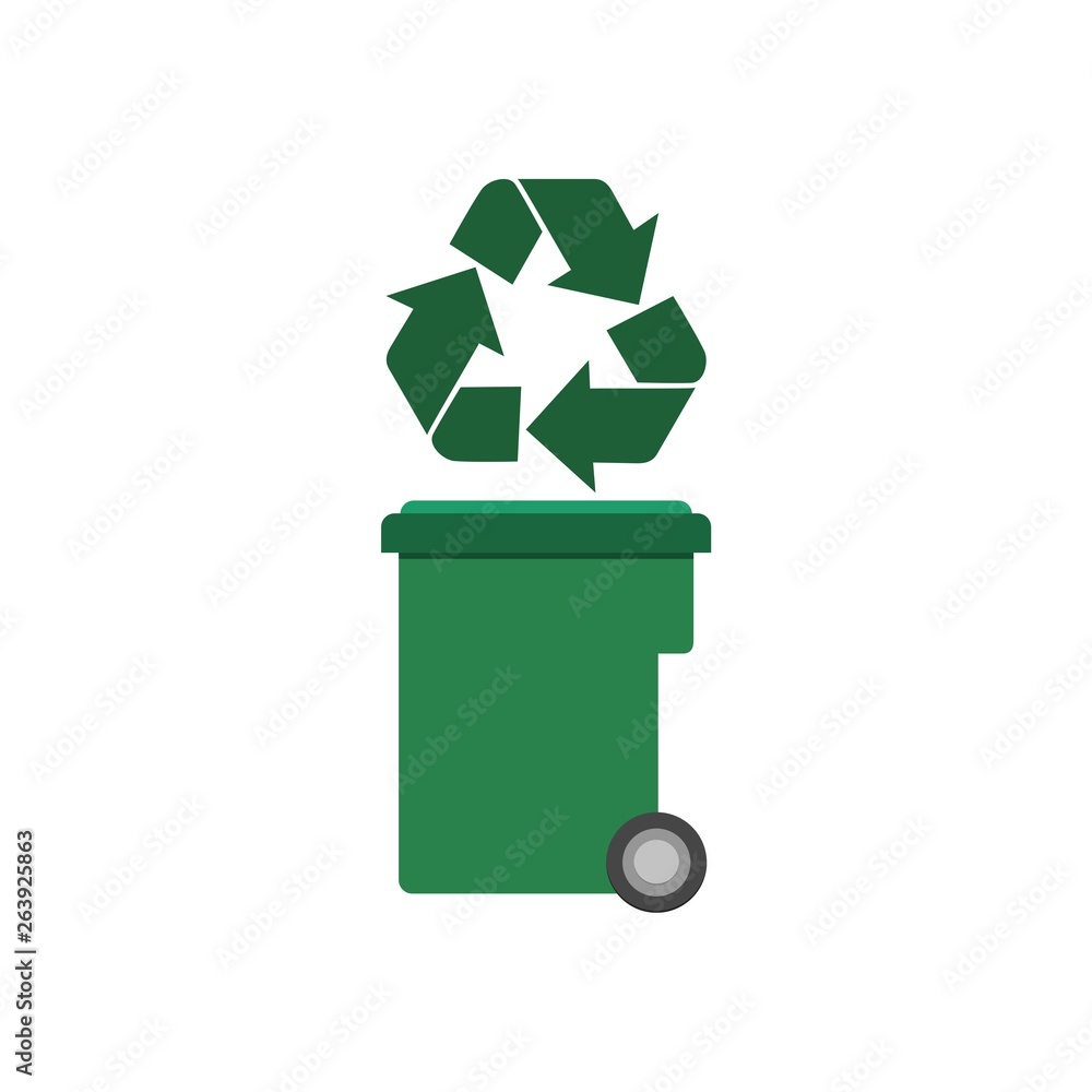 Aufkleber garbage container with recycle sign icon