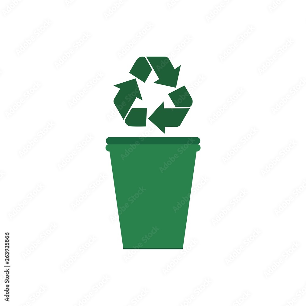 Poster garbage container with recycle sign icon