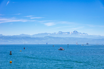 View over Lake Constance from Friedrichshafen, Germany - obrazy, fototapety, plakaty
