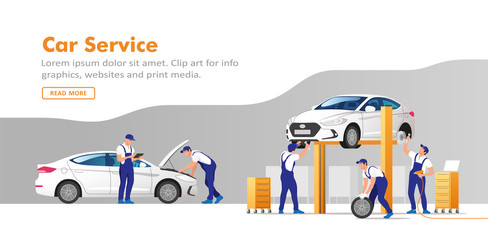 Car service and repair. Vector illustration.
