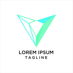 Abstract Initial Letter V  Technology logo icon vector design concept. letter v colorful