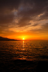 Beautiful landscape. Sunset over the sea.