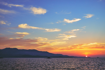 Beautiful landscape. Sunset over the sea.