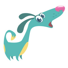Cartoon funny dog singing. Flat design illustration