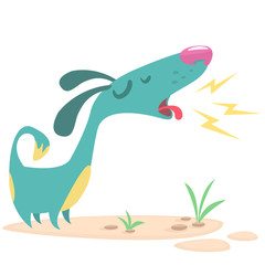 Cartoon funny dog barking. Flat design illustration isolated on nature background