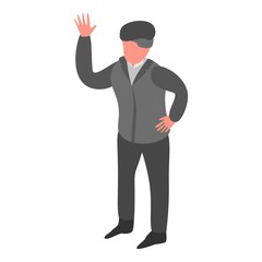 Senior man hand up icon. Isometric of senior man hand up vector icon for web design isolated on white background