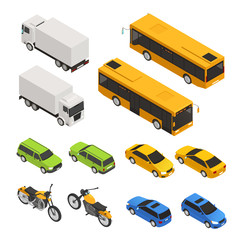 Isometric Colored City Transport Set