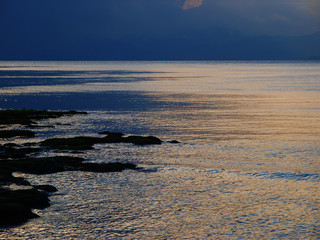 Blue sky and sea at sunset     