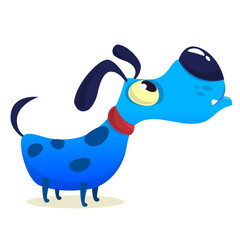 Cartoon Blue Funny Dog. Vector illustration on white background