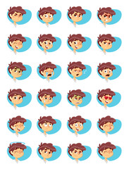 Vector Illustration of Young Boy Facial Expressions