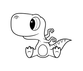 Vector funny cartoon sitting baby Dinosaur. 