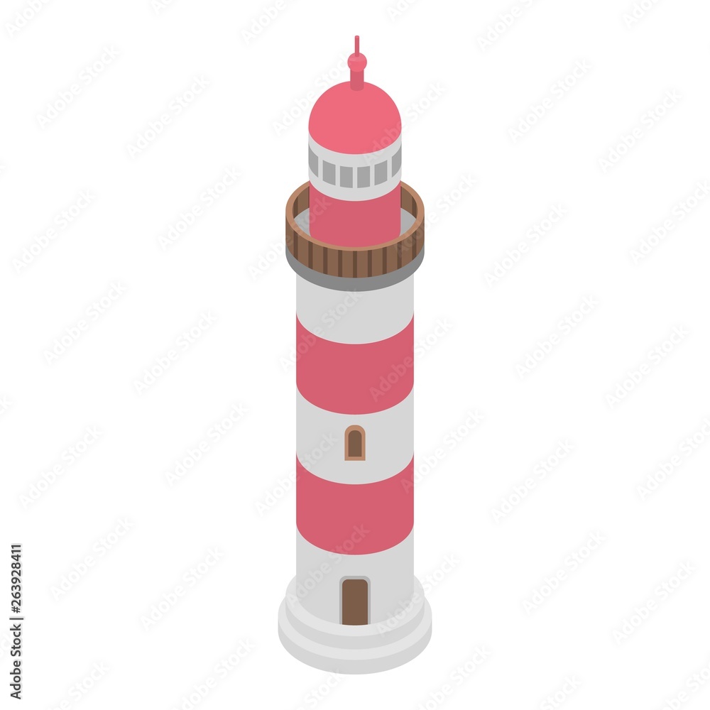 Poster lighthouse icon. isometric of lighthouse vector icon for web design isolated on white background