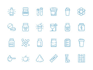 Fitness nutrition. Supplement sport food vitamins whey protein vector health vector symbols. Illustration of fitness sport, bcaa and whey, health supplement