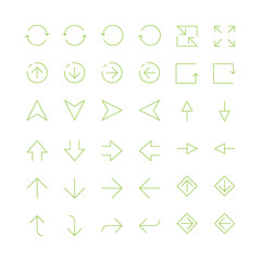 Thin arrows. Infographic thin elements template navigation arrows vector icons. Illustration of arrow pointer curve and round