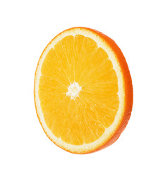 Fresh juicy orange slice isolated on white