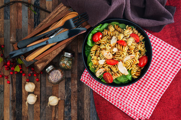 fusilli chicken roasted italian cheese with basil and parmesan sauce