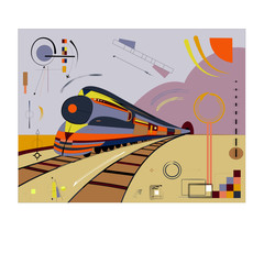 Abstract  gray  background, fancy train expressionism art style