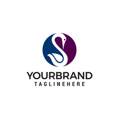 swan circle logo design concept template vector