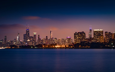Colorful Chicago Sunset Skyline