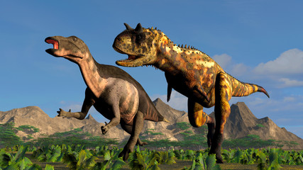 Obraz na płótnie Canvas The image of a predatory dinosaur 3D illustration