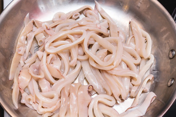 cooking squid rings seafood homemade raw
