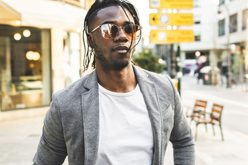 Portrait of handsome black guy with sunglasses