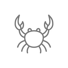 Crab, aquatic animal line icon.