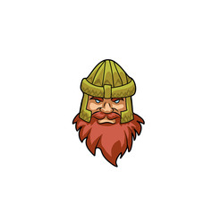 The dwarf's head in a Golden helmet, vector illustration