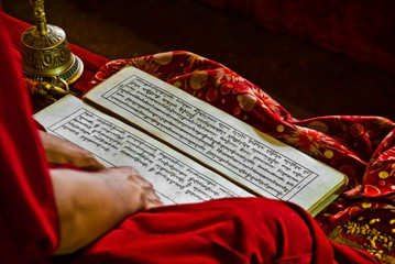tibet monk buddhist book prayers written language