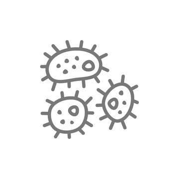 Microbe, bacteria line icon.