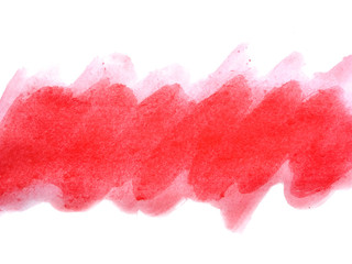 Abstract watercolor on white background. Red watercolor scribble texture. Red abstract watercolor background. It is a hand drawn.