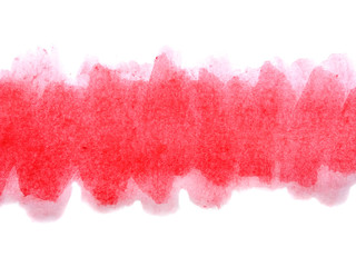 Abstract watercolor on white background. Red watercolor scribble texture. Red abstract watercolor background. It is a hand drawn.
