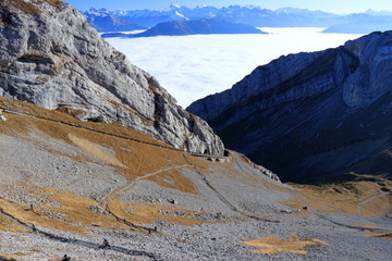 Sentiero che sale alla vetta del Pilatus