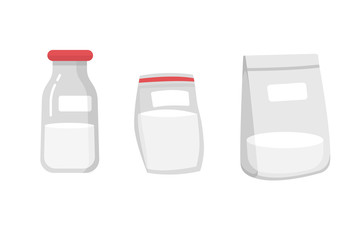 vector illustration bottle and plastic bag for milk , safety place to keep breast milk longer. 
