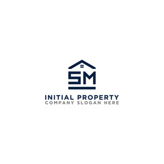 Logo template vector Design, property, real estate with the initials SM - Vector