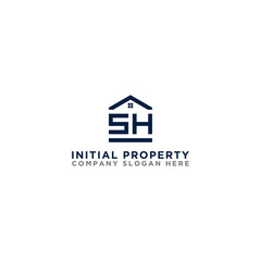 Logo template vector Design, property, real estate with the initials SH - Vector